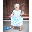 White Baby Pettitop Light Blue Ruffles & Bows & Sparkle Rhinestone Cinderella Carriage & Light Blue White Trimmed Newborn Pettiskirt NN299
